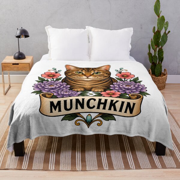Item preview, Munchkin Cat Purple Dahlia Tattoo Art designed and sold by Old's Cool Cat Studio.
