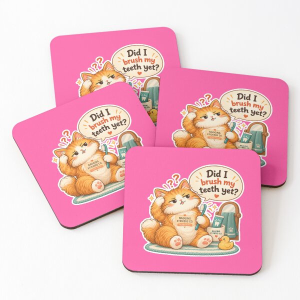 Item preview, NAGGINGCAT3 BY NAGGINGSTICKERSCO. DID I BRUSH MY TEETH YET? MUNDANE COLLECTION | ELECTRIC PINK Edition | No.01 designed and sold by LaMaisonOfMY.