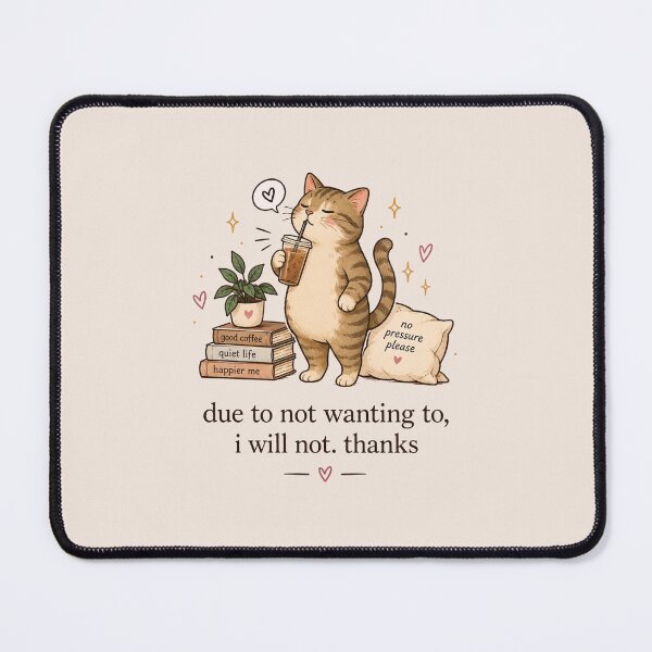 Item preview, Due to Not Wanting To I Will Not, Funny Cat Quote, Sarcastic Cat Humor, Sassy Meme Cat, Relatable Funny Saying, Cat Lover Gift designed and sold by Quiajia.