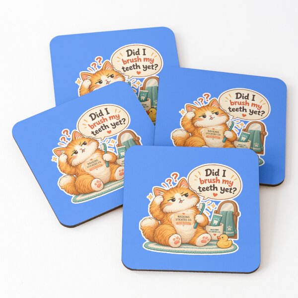 Item preview, NAGGINGCAT3 BY NAGGINGSTICKERSCO. DID I BRUSH MY TEETH YET? MUNDANE COLLECTION | ELECTRIC BLUE Edition | No.01 designed and sold by LaMaisonOfMY.