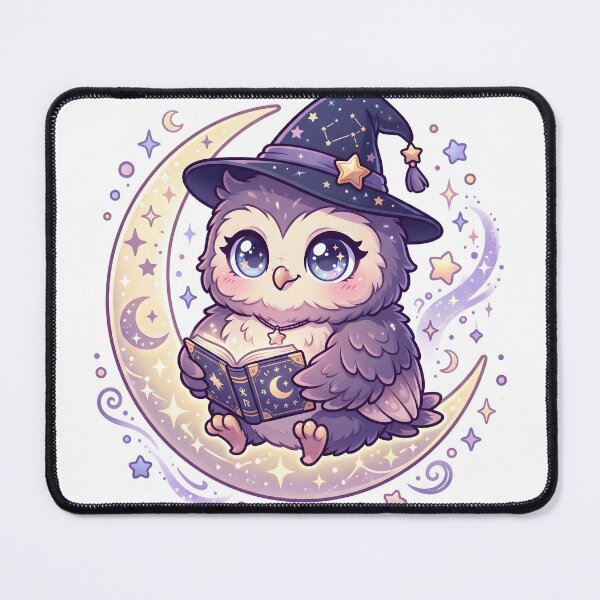 Item preview, Fluffy Wizard Owl Reading a Spellbook designed and sold by Mimora Studio.