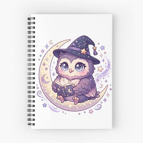 Item preview, Fluffy Wizard Owl Reading a Spellbook designed and sold by Mimora Studio.