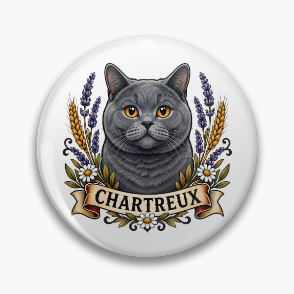 Item preview, Chartreux Cat Lavender Wheat Tattoo Art designed and sold by Old's Cool Cat Studio.