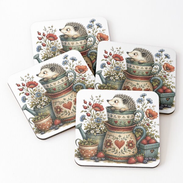 Item preview, Cute Hedgehog in Vintage Teacup Garden designed and sold by MichalHau.