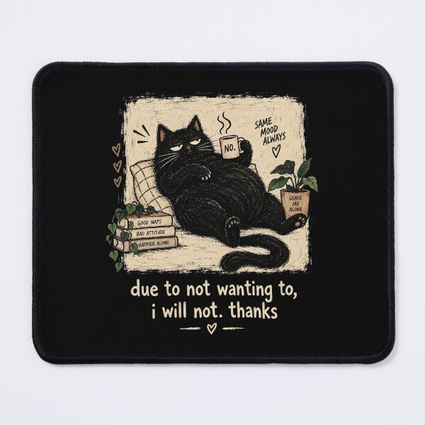 Item preview, Due to Not Wanting To I Will Not, Funny Cat Quote, Sarcastic Cat Humor, Sassy Meme Cat, Relatable Funny Saying, Cat Lover Gift designed and sold by Quiajia.