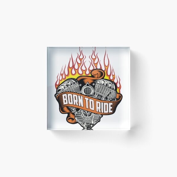 Item preview, Born To Ride Flaming V Twin Engine Vintage Biker designed and sold by heedooppod.