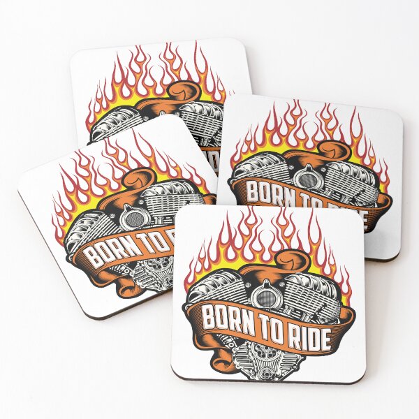 Item preview, Born To Ride Flaming V Twin Engine Vintage Biker designed and sold by heedooppod.