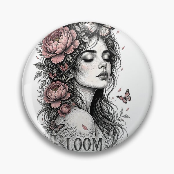 Item preview, Bloom In Silence Peony Female Portrait Graphic designed and sold by InkDriveStudio.