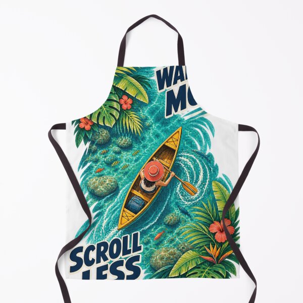 Item preview, Wander More, Scroll Less – Tropical Canoe Adventure designed and sold by CarrotBadminton.