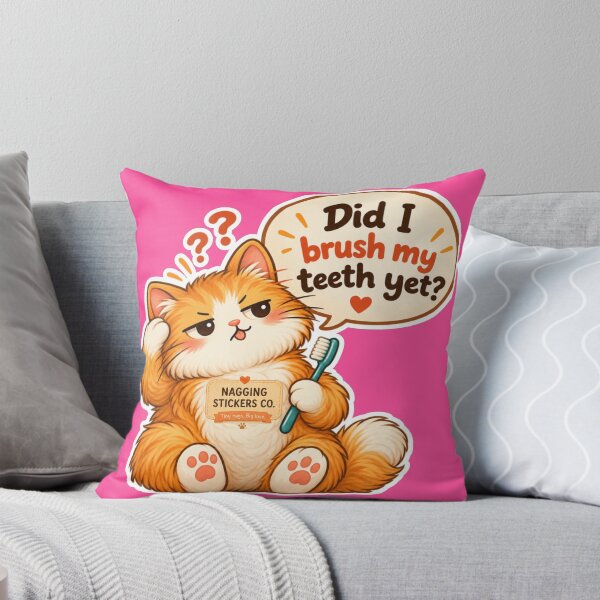 Item preview, NAGGINGCAT3 BY NAGGINGSTICKERSCO. DID I BRUSH MY TEETH YET? MUNDANE COLLECTION | ELECTRIC PINK Edition | No.02 designed and sold by LaMaisonOfMY.