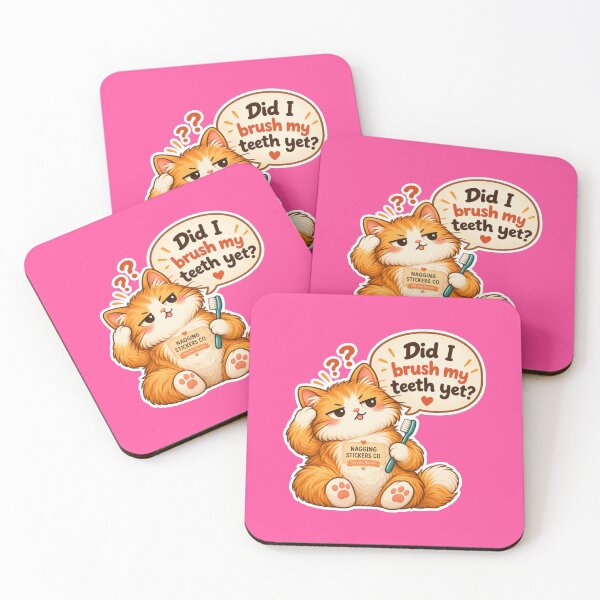Item preview, NAGGINGCAT3 BY NAGGINGSTICKERSCO. DID I BRUSH MY TEETH YET? MUNDANE COLLECTION | ELECTRIC PINK Edition | No.02 designed and sold by LaMaisonOfMY.
