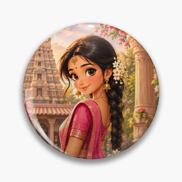 Item preview, Beautiful Indian Girl in Half Saree – South Indian Traditional Cartoon Art designed and sold by vinothmech53.