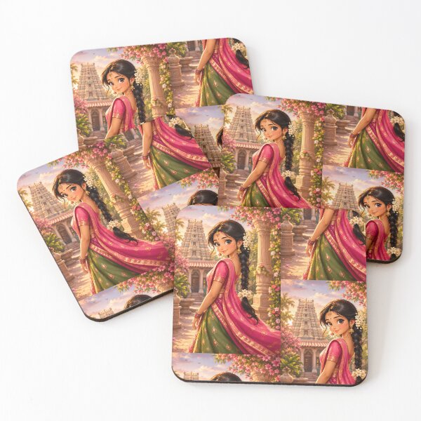 Item preview, Beautiful Indian Girl in Half Saree – South Indian Traditional Cartoon Art designed and sold by vinothmech53.
