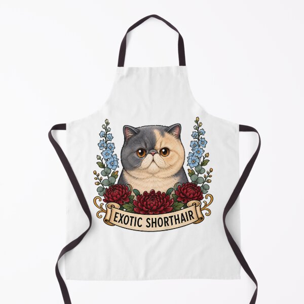 Aperçu de l'œuvre Exotic Shorthair Cat Vintage Chrysanthemum Tattoo créée et vendue par Old's Cool Cat Studio.