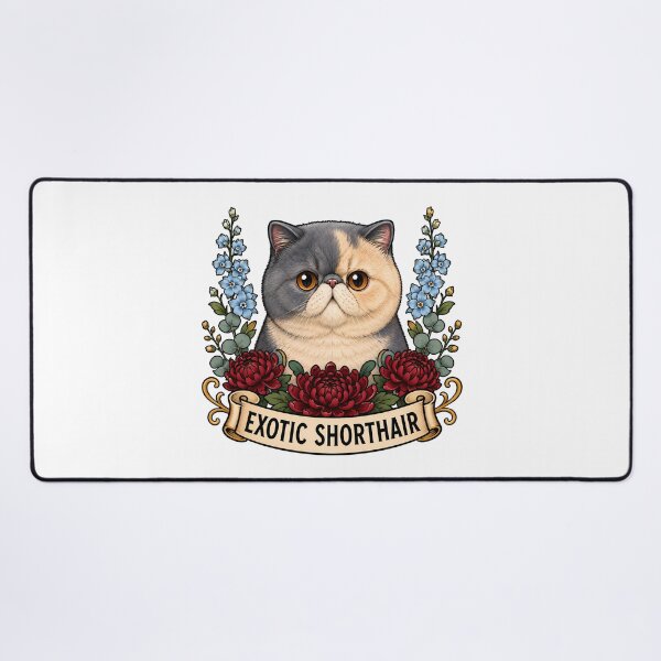 Item preview, Exotic Shorthair Cat Vintage Chrysanthemum Tattoo designed and sold by Old's Cool Cat Studio.