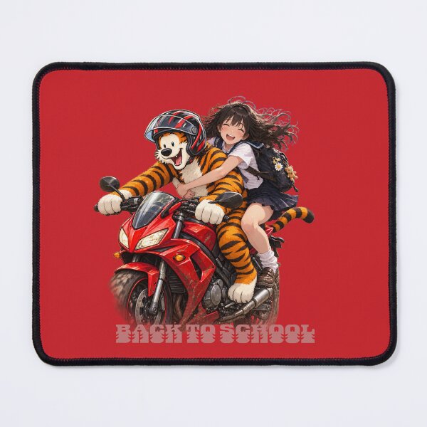 Item preview, Back to School Anime Girl and Tiger Motorcycle Ride – Fun Student Art designed and sold by BLUESKY11a.