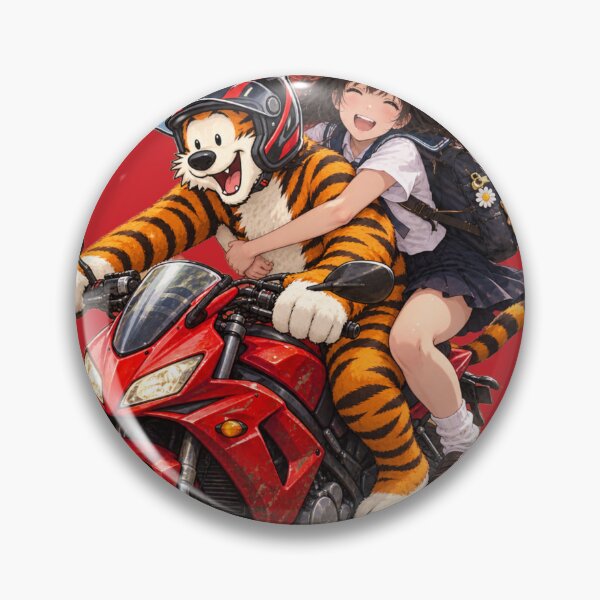 Item preview, Back to School Anime Girl and Tiger Motorcycle Ride – Fun Student Art designed and sold by BLUESKY11a.