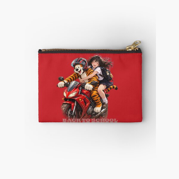 Item preview, Back to School Anime Girl and Tiger Motorcycle Ride – Fun Student Art designed and sold by BLUESKY11a.