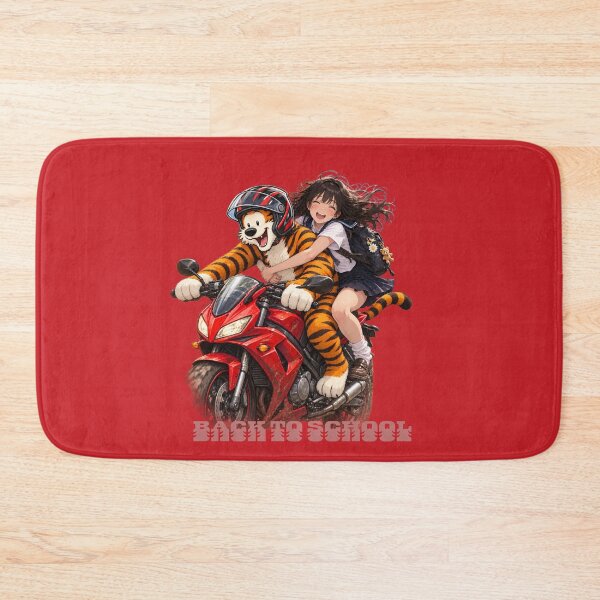 Item preview, Back to School Anime Girl and Tiger Motorcycle Ride – Fun Student Art designed and sold by BLUESKY11a.