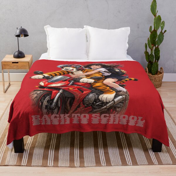 Item preview, Back to School Anime Girl and Tiger Motorcycle Ride – Fun Student Art designed and sold by BLUESKY11a.