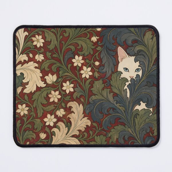 Item preview, William Morris White Cat Jasmine Acanthus Foliage Pattern Vintage Tapestry Pattern HD designed and sold by bard-art.