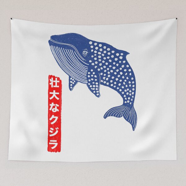 Item preview, Blue Whale with Japanese Text designed and sold by cynthiasholma.