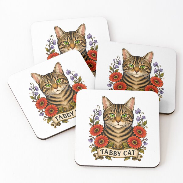 Item preview, Tabby Cat Gerbera Flower Tattoo Art designed and sold by Old's Cool Cat Studio.