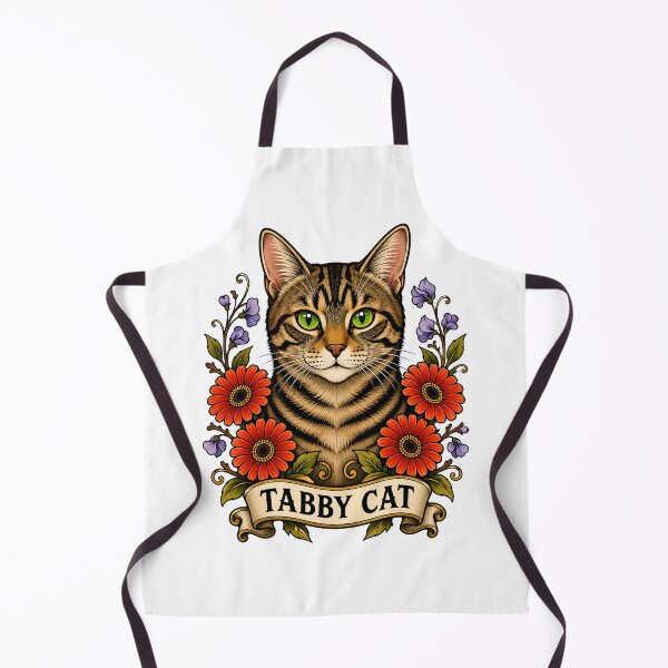 Item preview, Tabby Cat Gerbera Flower Tattoo Art designed and sold by Old's Cool Cat Studio.