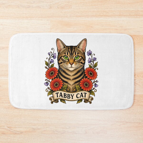 Item preview, Tabby Cat Gerbera Flower Tattoo Art designed and sold by Old's Cool Cat Studio.