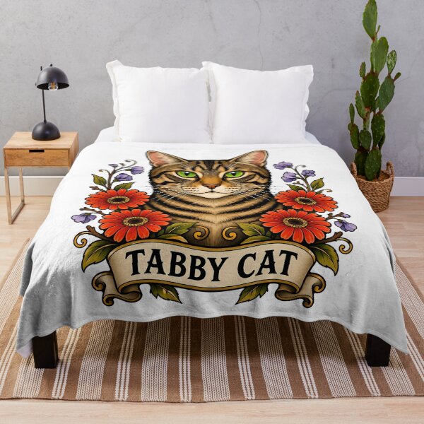 Item preview, Tabby Cat Gerbera Flower Tattoo Art designed and sold by Old's Cool Cat Studio.
