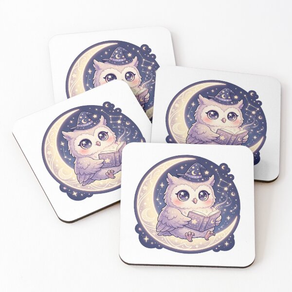 Item preview, White Owl Wizard Sitting on the Moon designed and sold by Mimora Studio.