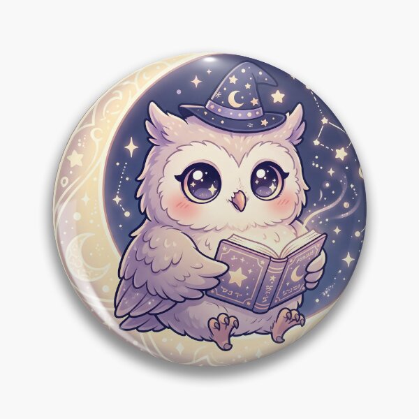 Item preview, White Owl Wizard Sitting on the Moon designed and sold by Mimora Studio.