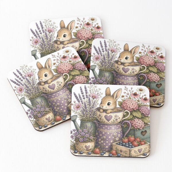 Item preview, Cute Bunny in Vintage Teacup Garden designed and sold by MichalHau.