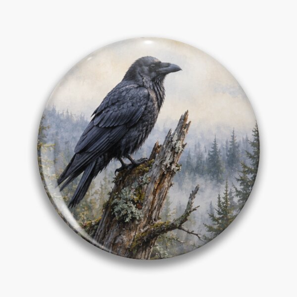 Item preview, Raven in the Mist – Quiet Wilderness Bird Art designed and sold by SusanSweetArt.