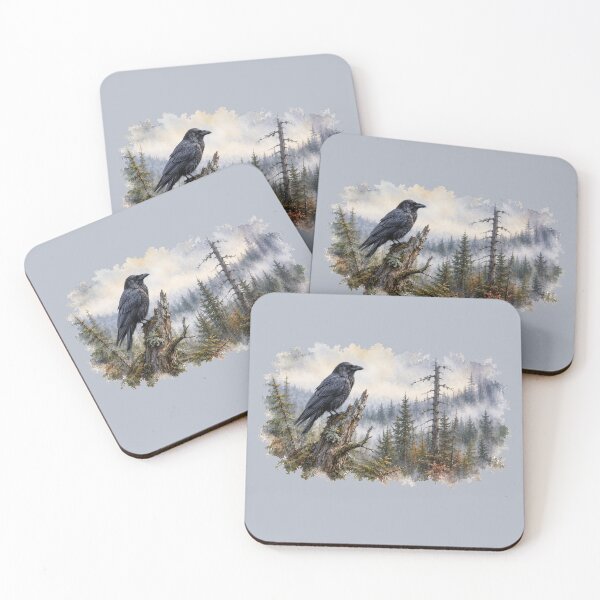Item preview, Raven in the Mist – Quiet Wilderness Bird Art designed and sold by SusanSweetArt.