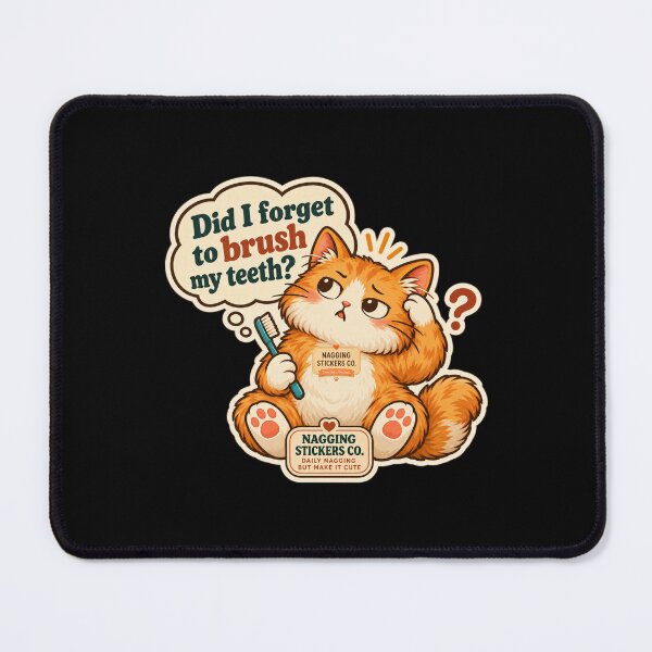 Item preview, NAGGINGCAT3 BY NAGGINGSTICKERSCO. DID I BRUSH MY TEETH YET? MUNDANE COLLECTION | BLACK Edition | No.03 designed and sold by LaMaisonOfMY.