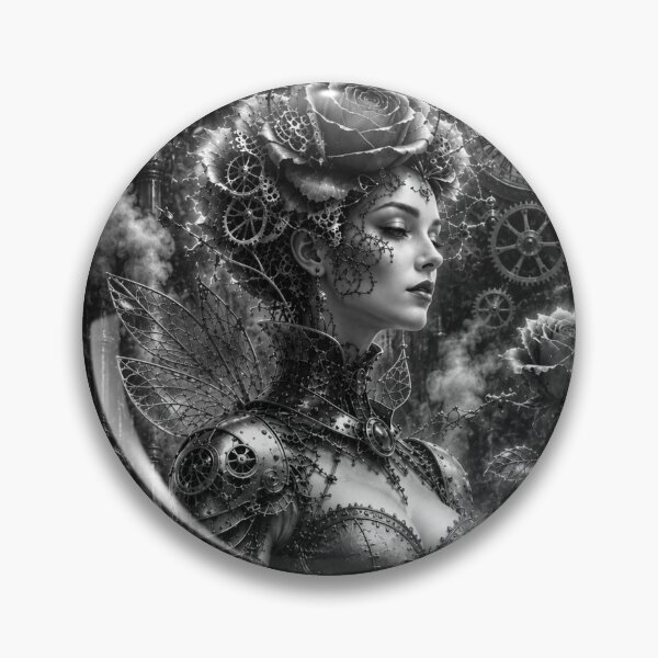 Item preview, Black and white steampunk rose — mechanical queen designed and sold by Axokris.