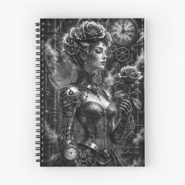 Item preview, Black and white steampunk rose — mechanical queen designed and sold by Axokris.