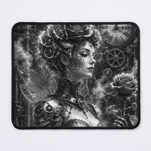 Item preview, Black and white steampunk rose — mechanical queen designed and sold by Axokris.