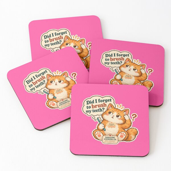 Item preview, NAGGINGCAT3 BY NAGGINGSTICKERSCO. DID I BRUSH MY TEETH YET? MUNDANE COLLECTION | ELECTRIC PINK Edition | No.03 designed and sold by LaMaisonOfMY.