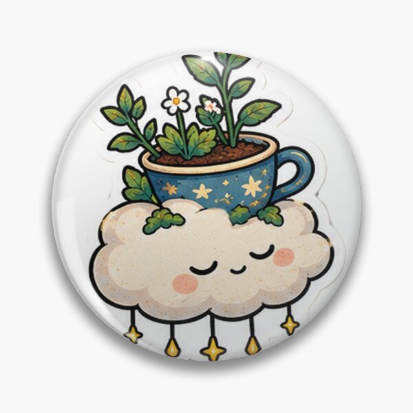 Item preview, Grow in the Dark – Kawaii Plant & Cloud Sticker designed and sold by denybz.