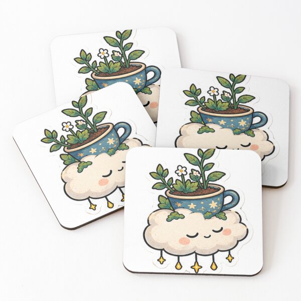 Item preview, Grow in the Dark – Kawaii Plant & Cloud Sticker designed and sold by denybz.