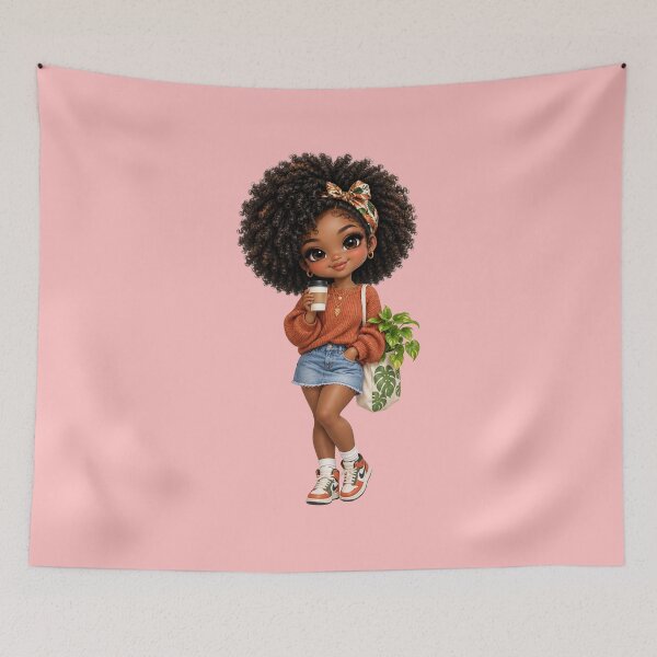 Item preview, Cozy Black Girl Plant Mom With Coffee designed and sold by taogiauco.