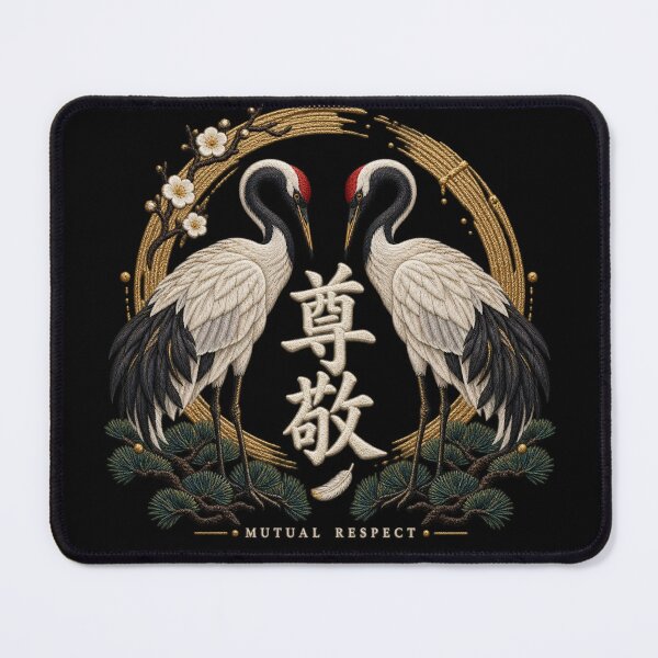 Item preview, Japanese Crane Embroidery – Mutual Respect Kanji Art designed and sold by Emoji Emblems.