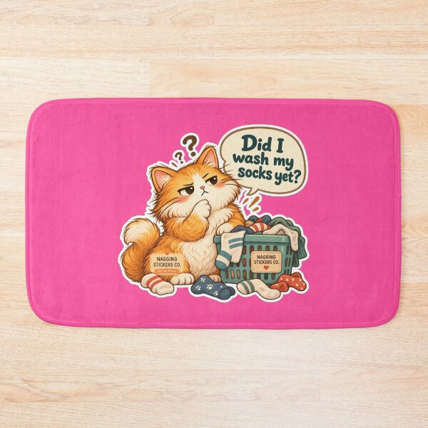 Item preview, NAGGINGCAT3 BY NAGGINGSTICKERSCO. DID I WASH MY SOCKS YET? MUNDANE COLLECTION | ELECTRIC PINK Edition | No.01 designed and sold by LaMaisonOfMY.