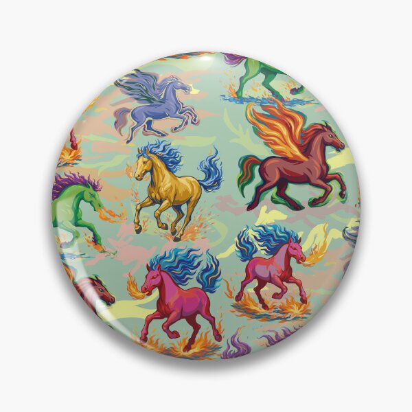 Item preview, Colorful Pegasus,  Fire Horse with wings  on fire, expressive pattern designed and sold by Mevissart.