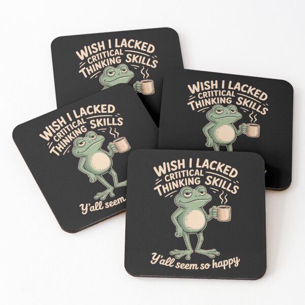 Item preview, Wish I Lacked Critical Thinking Skills Frog Coffee Meme designed and sold by ZACK ART.