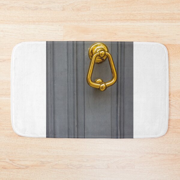 Item preview, Gold Door Knocker On Grey Wooden Door: Elegant Classic Decorative Hardware Accessory designed and sold by Nmallia.