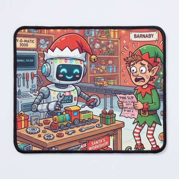 Item preview, AI Replaces Christmas Elves Funny Santa Workshop Robot designed and sold by SmartPuns.