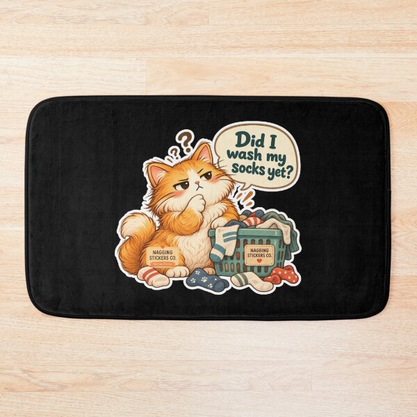 Item preview, NAGGINGCAT3 BY NAGGINGSTICKERSCO. DID I WASH MY SOCKS YET? MUNDANE COLLECTION |BLACK Edition | No.01 designed and sold by LaMaisonOfMY.